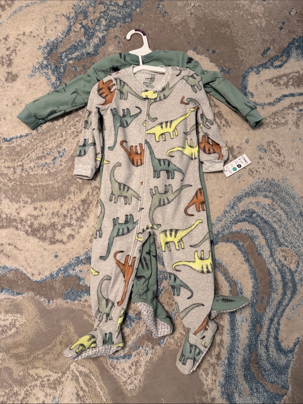Carter's 2 piece fleece  Dinosaur Footed One-Piece Pajamas
